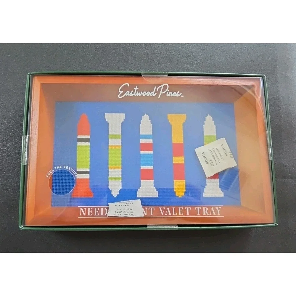 Needlepoint Valet Tray - Eastwood Pines - Golf Tees NWT